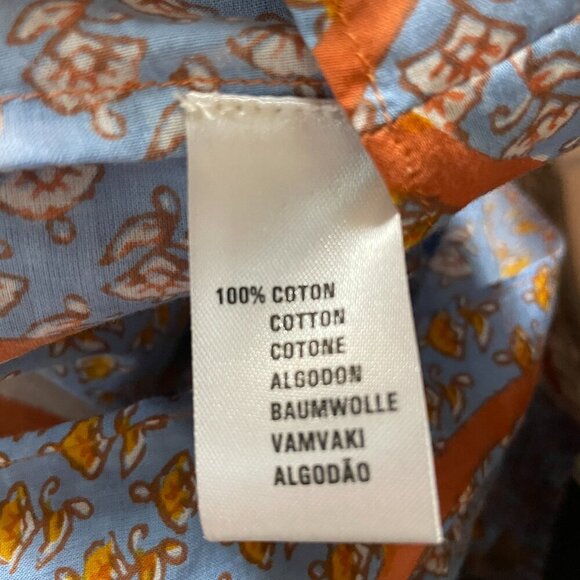 Antik Batik Austin one shoulder ruffled floral print cotton blue orange small - Picture 4 of 4